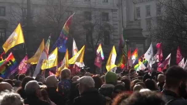 Europa Italien Milano 2023 Protesterar Rally Hbtq Regnbågsfamiljer Till Stöd — Stockvideo