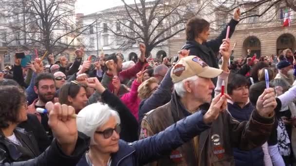 Europa Italien Milano 2023 Protesterar Rally Hbtq Regnbågsfamiljer Till Stöd — Stockvideo