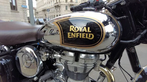 Europa Itália Milão 2023 Royal Enfield Motocicleta Velho Vintage Inglaterra — Fotografia de Stock
