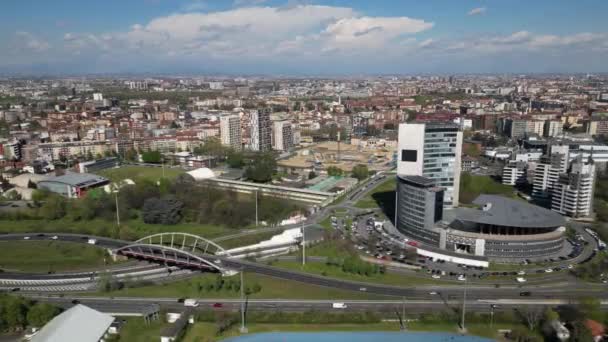Olaszország Milánó 2023 Drón Antenna Kilátás Montagnetta San Siro Belváros — Stock videók