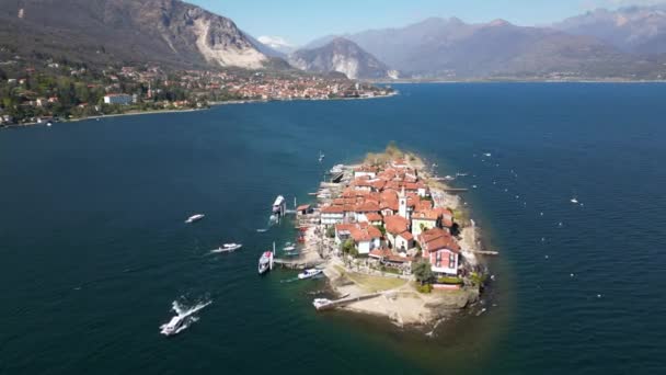 Itália Drone Vista Aérea Isola Madre Isola Bella Isola Dei — Vídeo de Stock