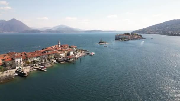 Italië Drone Luchtfoto Van Isola Madre Isola Bella Isola Dei — Stockvideo