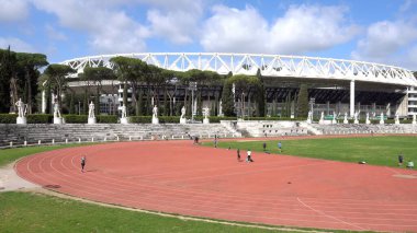 Europe, Italy, Rome 2023 - The Foro forum Italico (inaugurated in 1932 with the name of Foro Mussolini) is a vast sports complex - sport athletics activities in downtown of the city - marble statue clipart
