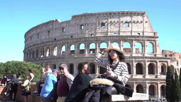 Europa Italia Roma 2023 Coliseo Una Las Siete Maravillas Del — Vídeos de Stock