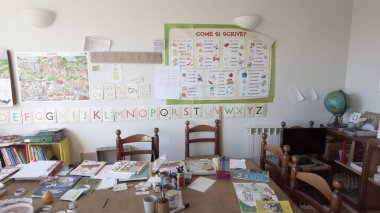 Avrupa, İtalya, Roma 2023 harfleriyle alfabeyi öğrenin - ilkokul anaokulu ve çocuklara yazım dili öğretin