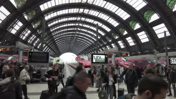 Europa Itália Milão 2023 Viagem Trem Estação Central Milão Com — Vídeo de Stock