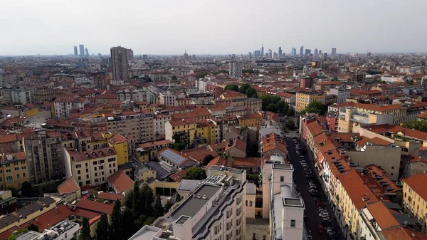 Itália Milão 2023 Visão Aérea Drone Novo Horizonte Cidade Com — Fotografia de Stock