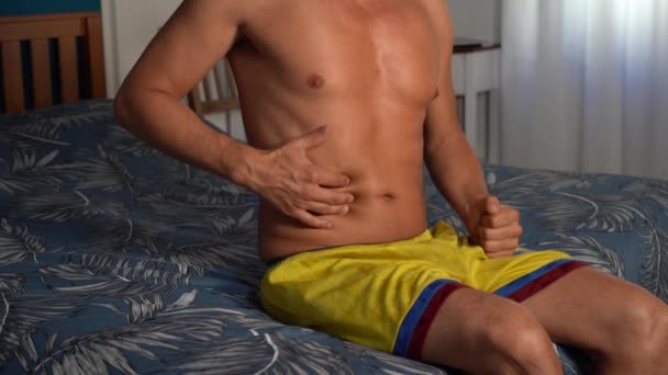 Años Hombres Edad Ruido Estomacal Dolores Abdominales Vientre Gastritis Náuseas — Vídeo de stock