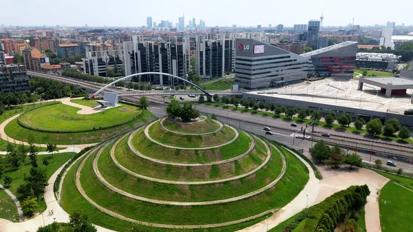 Mediolan Portello Włochy 2023 Drone Video View Milan Włochy Parco — Zdjęcie stockowe