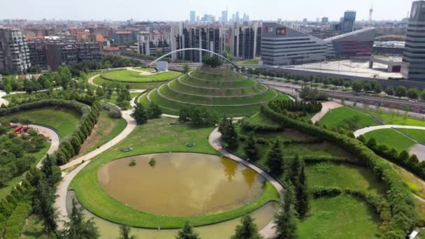Mediolan Portello Włochy 2023 Drone Video View Milan Włochy Parco — Wideo stockowe