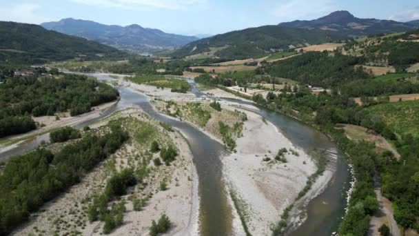 Europe Italy Emilia Romagna Val Trebbia Drone Aerial View River — Stock Video