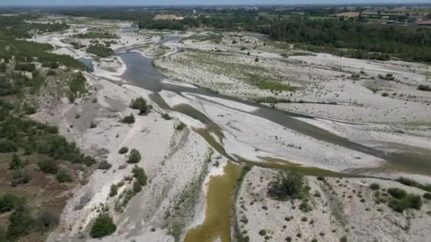 Европа Италия Эмилия Романья Валь Треббия Вид Воздуха Засуху Реках — стоковое видео