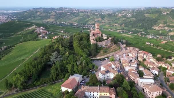 Europa Italien Rivergaro Emilia Romagna Drohnen Luftaufnahme Von Schloss Rivalta — Stockvideo