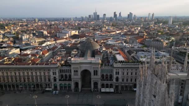 Europa Italien Milano Flygfoto Över Piazza Duomo Gotiska Katedralen Centrum — Stockvideo
