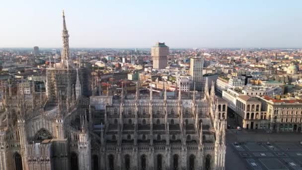 Europe Italie Milan Vue Aérienne Par Drone Cathédrale Gothique Piazza — Video