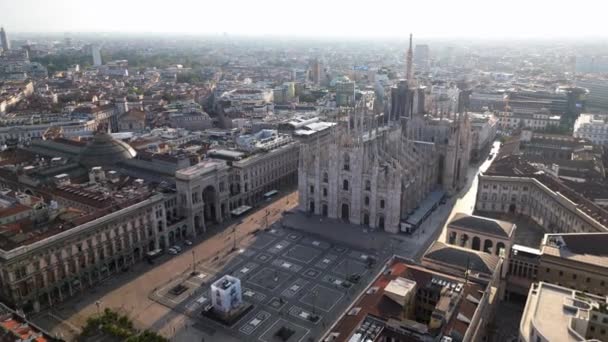 Europa Italien Mailand Drohnen Luftaufnahme Der Gotischen Kathedrale Piazza Duomo — Stockvideo