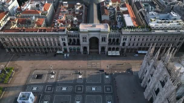 Europa Italien Milano Flygfoto Över Piazza Duomo Gotiska Katedralen Centrum — Stockvideo