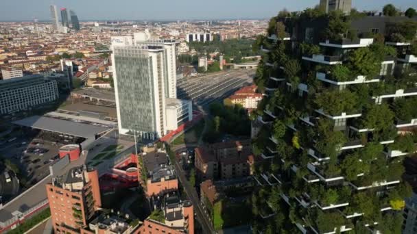 Europe Italy Milan 2023 Drone Aerial View Vertical Forest Bosco — Stock Video