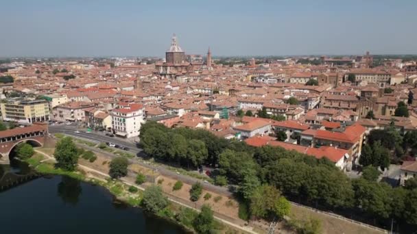 Europa Italien Pavia Flygfoto Över Pavia City Lombardiet Med Katedralen — Stockvideo
