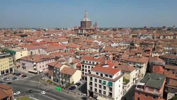 Europe Italy Pavia Drone Aerial View Pavia City Lombardy Duomo — Stock Video
