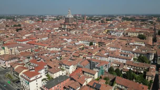 Европа Италия Павия Вид Высоты Беспилотника Город Павия Ломбардии Кафедральным — стоковое видео