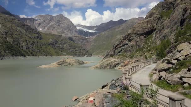 Europa Italië Sondrio Lombardije Alpe Gera Fellaria Gletsjer Dam Mountain — Stockvideo