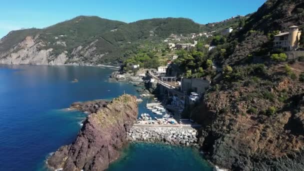 Avrupa Talya Framura Ligurya Küçük Bir Deniz Köyü Akdeniz Kıyılarının — Stok video