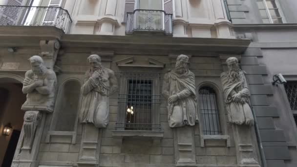 Europa Itália Milão 2023 Casa Degli Omenoni Palácio Histórico Milão — Vídeo de Stock