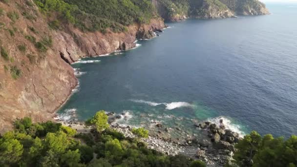 Europa Italien Ligurien Framura Drohne Luftaufnahme Der Atemberaubenden Meereslandschaft Tigullio — Stockvideo