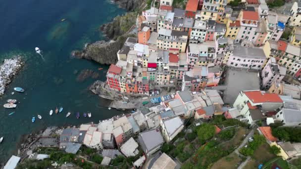 Europa Italië Ligurië Cinque Terre Drone Luchtfoto Van Vernazza Cinque — Stockvideo