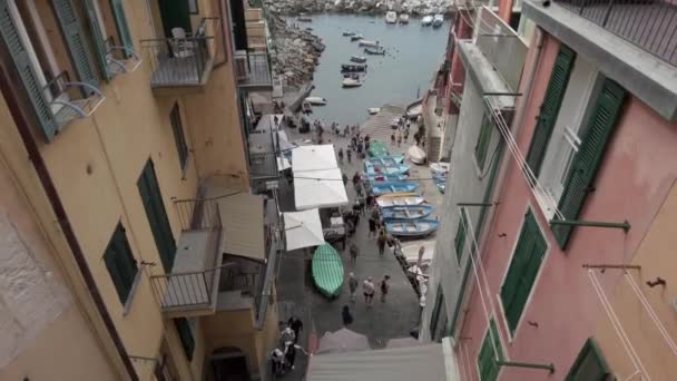 Europa Włochy Liguria Cinque Terre Drone Widok Lotu Ptaka Vernazza — Wideo stockowe