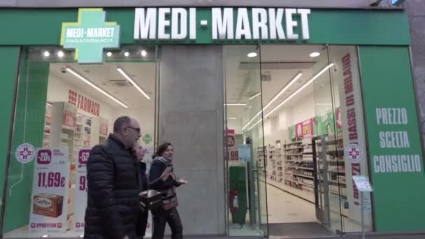 意大利 2023年11月11日 意大利药房 私人药店 你可以免费购买药物 — 图库视频影像