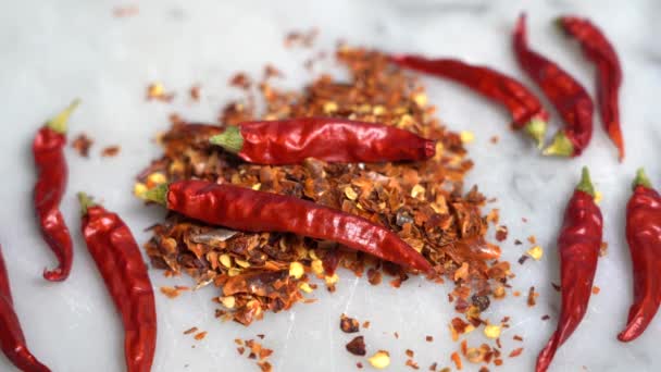 Picante Chile Rojo Cortar Cocinar Con Chile Para Hacer Platos — Vídeos de Stock