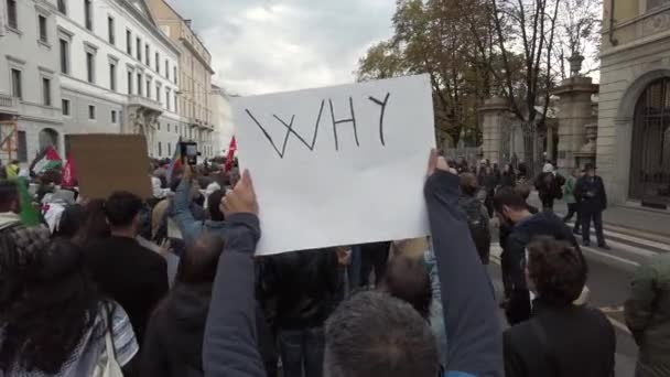 Europa Italia Milano Manifestazione Sostegno Della Palestina Dopo Inizio Della — Video Stock