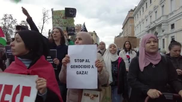 Ευρώπη Ιταλία Μιλάνο Διαδήλωση Υπέρ Της Παλαιστίνης Μετά Την Έναρξη — Αρχείο Βίντεο