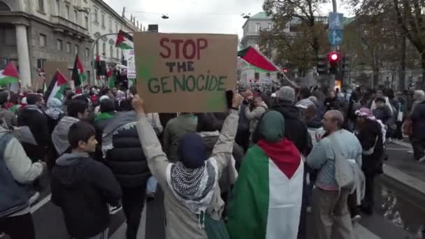 Europa Italia Milano Manifestazione Sostegno Della Palestina Dopo Inizio Della — Video Stock