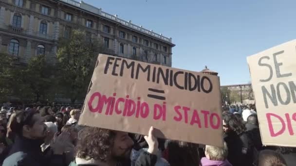 Evropa Itálie Milán 2023 Listopadu Světový Den Proti Násilí Páchanému — Stock video