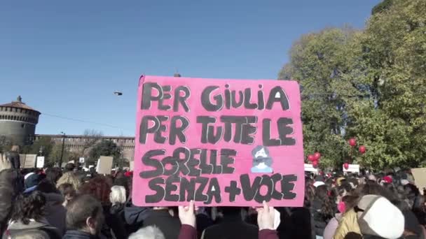 Europa Italia Milán 2023 Noviembre Jornada Mundial Contra Violencia Contra — Vídeos de Stock