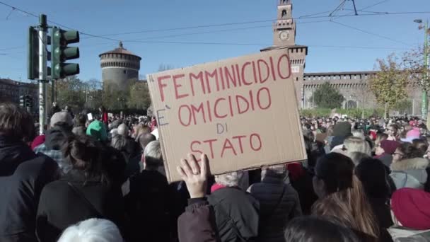 European Italy Milan 2023 November World Day Violence Women Demonstration — 图库视频影像