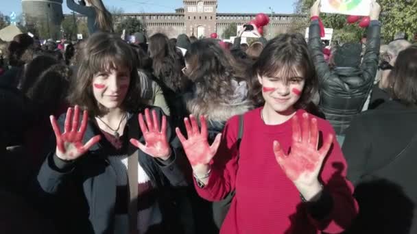 Europe Italy Milan 2023 November 25Th World Day Violence Women — Stock Video
