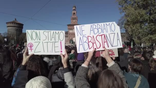 Европа Италия Милан 2023 Ноября Всемирный День Борьбы Насилием Отношении — стоковое видео