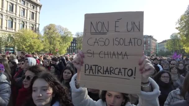 Европа Италия Милан 2023 Ноября Всемирный День Борьбы Насилием Отношении — стоковое видео