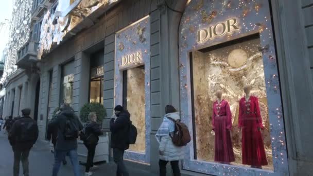 European Italy Milan 2023 Montenegro Apoleone Fashion District Downtown Luxury — 图库视频影像