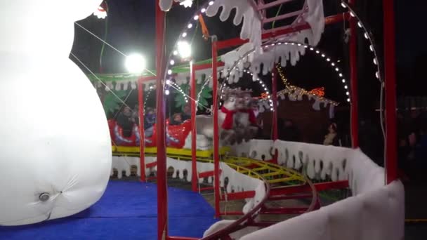 Europe Italy Milan 2023 Christmas Park Playground Fun Rides Porta — Stock Video