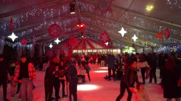 Europe Italy Milan 2023 Christmas Park Playground Fun Rides Porta — Stok Video