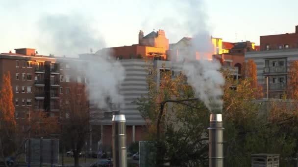 Fumes Exposição Poluentes Smog Co2 Emitados Pelo Aquecimento Casa Edifícios — Vídeo de Stock
