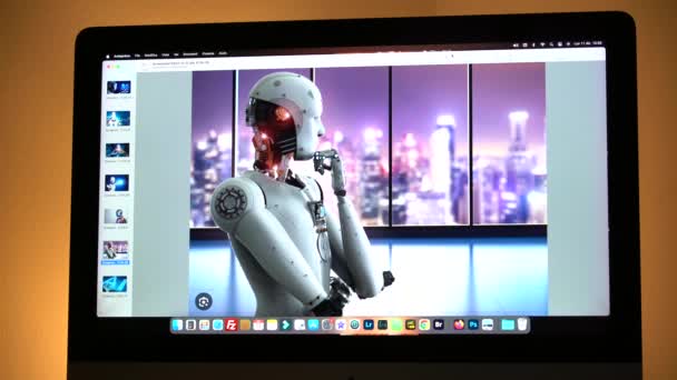 Europa Itália Milão 2023 Homem Negócios Busca Inteligência Artificial Robô — Vídeo de Stock
