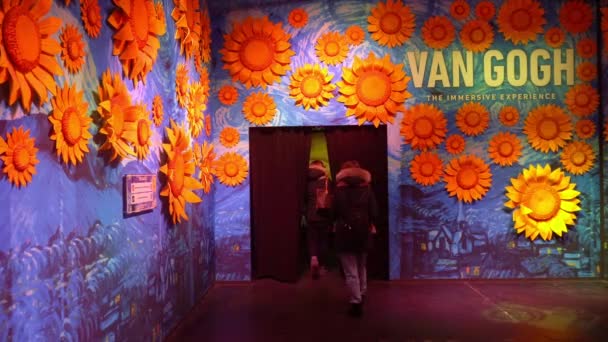 Европа Италия Милан 2023 Цифровая Художественная Выставка Ван Гога Ван — стоковое видео
