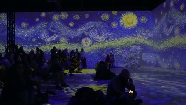 Europa Itália Milão 2023 Van Gogh Exposição Arte Digital Van — Vídeo de Stock