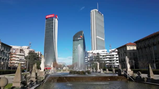 Italy Milan 2023 Вид Повітря Торговельну Площу Району Citylife Нові — стокове відео